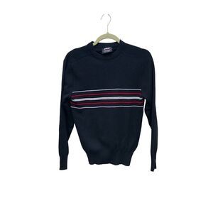 Men's Ossi Ski Wear Long Sleeve Black and Red Wool Blend Knit Pullover Sweater S
